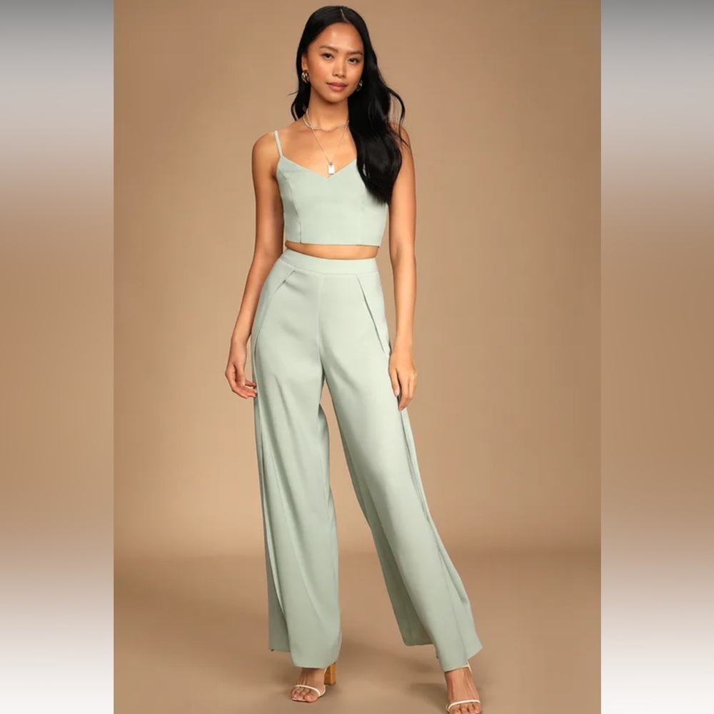 Lulus two piece sage jumpsuit